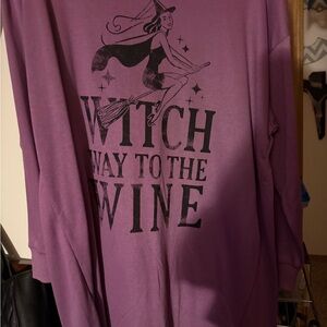 Purple Witch Graphic Long Sleeve Tee
